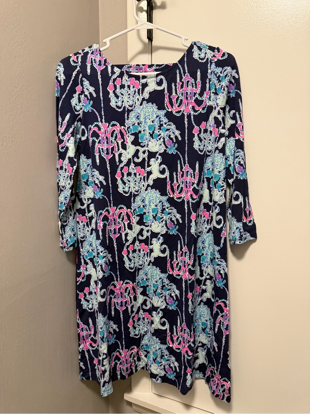 Lilly Pulitzer Navy Floral Chandelier Print Long Sleeve Dress